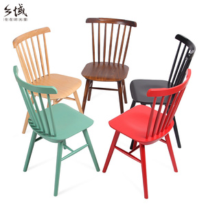 美式实木餐椅现代简约家用椅子休闲靠背椅咖啡厅餐桌椅酒店温莎椅