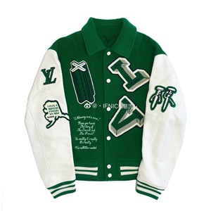 【现货】louis vuitton lv 21fw 字母 植绒 绿色棒球服 夹克 外套