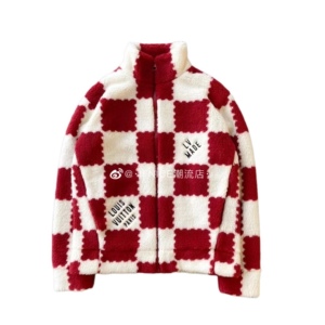 【现货】lv x nigo 联名 格子 棋盘格 红白 泰迪 外套 夹克1a9m7s