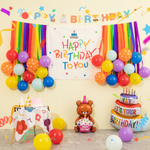 ins生日气球背景墙装饰场景布置男女孩宝宝儿童2周岁派对道具用品