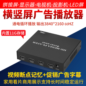 HDMI高清4K码流仪四路演示器视频循环广告机4台电视同步播放器U盘