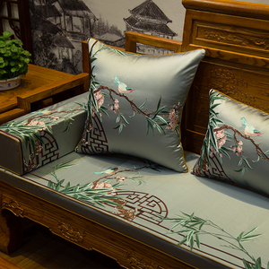 中式沙发垫红木家具坐垫实木椅垫中国风古典刺绣罗汉床五件套定制