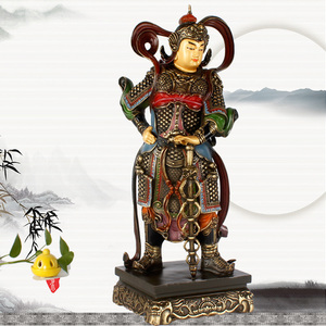 铜韦陀菩萨铜像家居佛堂摆件 彩绘全铜韦陀菩萨站像铜雕摆件