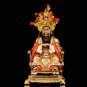 台湾盛凡纯铜鎏金五爷佛像五台山五爷庙龙五爷财神广济龙王像摆件
