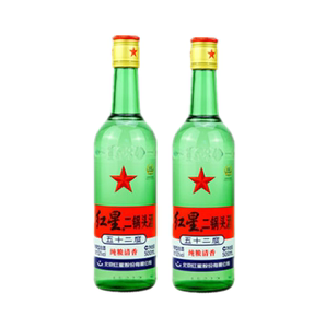 红星二锅头酒52度纯粮清香绿瓶500mlx12瓶装整箱价