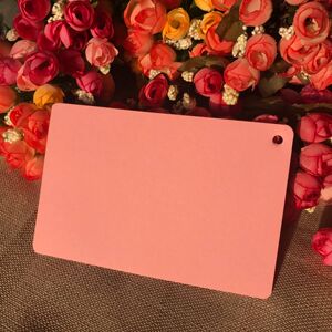 粉色有孔圆角明信片 水彩彩铅卡片彩色单词卡 空白手绘宁波白卡