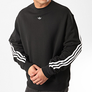 adidas阿迪达斯三叶草男子不规则三条杠休闲运动卫衣套头衫fm1522