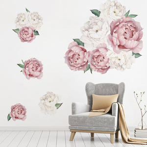 欧式风格手绘杜丹花瓣花朵贴画墙贴单个贴纸客厅房间卧室自粘墙纸