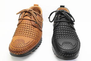 夏季新款男凉鞋千里狼软皮系带打孔鞋休闲磨砂透气牛筋底洞洞男鞋