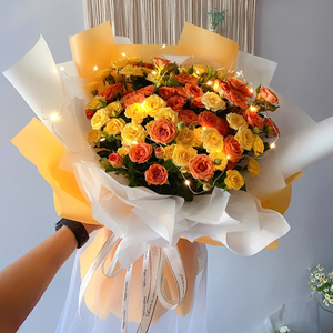 ins拍照多头玫瑰花束送闺蜜狂欢泡泡橙色芭比鲜花速递同城配送花