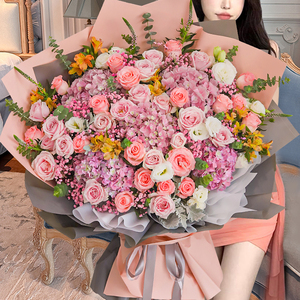巨型超大绣球玫瑰花束生日鲜花速递上海北京深圳全国同城配送女友