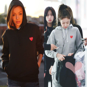 日本潮牌cdg川久保玲套头卫衣女play 经典刺绣爱心拉链长袖外套男