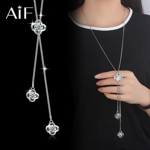 四叶草毛衣链2021年新款潮项链秋冬卫衣链长款高端小众设计感吊坠