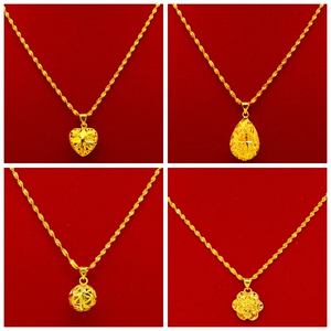 999黄金锁骨链配吊坠 经典百搭女士项链 足金24k网红气质套链