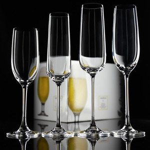 欧式创意水晶玻璃笛形细长冷切口香槟杯婚礼气泡酒杯甜酒杯小酒杯