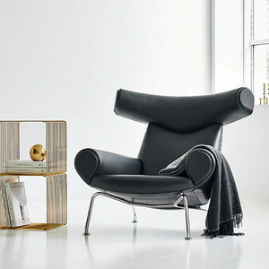 北欧真皮公牛椅创意设计师极简办公室懒人蜗牛休闲客厅单人沙发椅