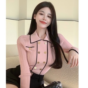 网红女主播服装女直播衣服清纯甜美上镜翻领减龄针织衫上衣秋冬季