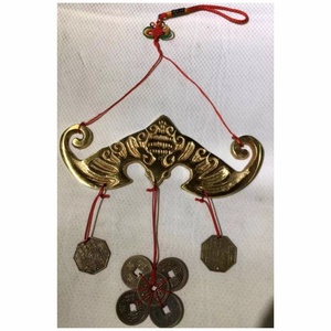 纯铜褔鼠吊金钱风水挂件蝙蝠蝠鼠吊八卦五帝铜钱摆件化梁