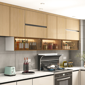 厨房吊柜调味架上翻柜玻璃门油盐调料收纳盒卧室墙上顶柜储物柜