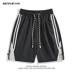 BOYUE帛跃条纹运动短裤夏季美式速干机能工装户外男凉快薄五分裤