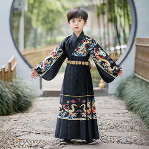 儿童汉服男童冬季新款飞鱼服唐装锦衣卫霸气侠客古风帅气国学古装