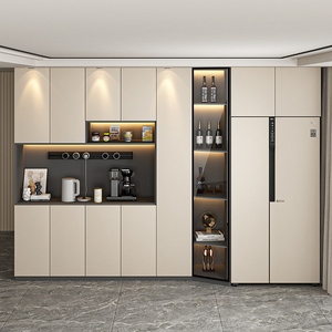餐边柜酒柜一体靠墙高柜定制嵌入冰箱柜现代简约餐厅客厅置物储物