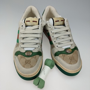 gucci古小脏鞋古驰脏脏鞋复古 红绿粉紫条纹做旧运动板鞋男女同款