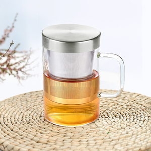 绿珠茶水分离泡茶杯大容量玻璃杯带把带手柄过滤花茶杯带盖喝水杯