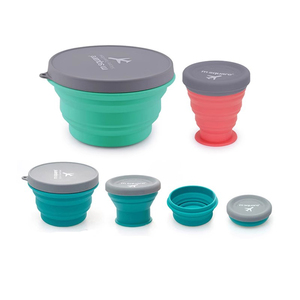 msquare可折叠便携旅行硅胶杯食品级伸缩泡面碗露营野餐餐具饭盒