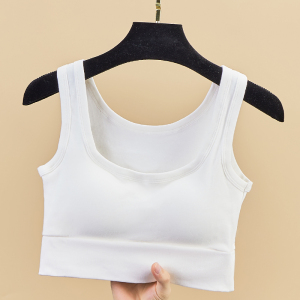 纯棉背心女网红小吊带夏季带胸垫文胸一体式外穿内搭运动上衣打底