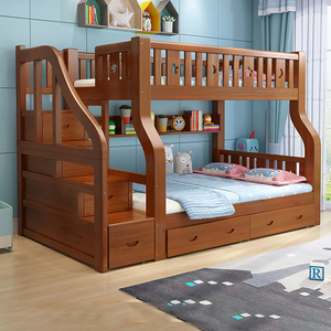 美式全实木加粗加厚上下铺双层床上下床高低床儿童床多功能子母床