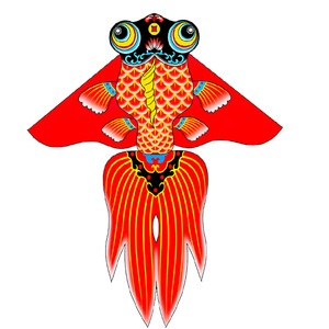 新款微风易飞大型户外亲子放飞 潍坊传统中国风金鱼卡通风筝带线