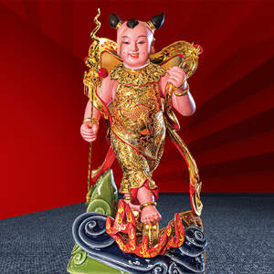 三漫陀哪吒三太子神像太子爷站太子风火轮中坛元帅像家用供奉摆件