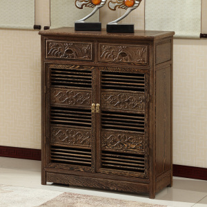 红木家具鸡翅木鞋柜实木两门花梨木三门鞋柜储物柜中式玄关柜特价