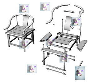圈椅 榫卯结构 明清实木家具 犀牛rhino/c4d/3dmax/maya模型