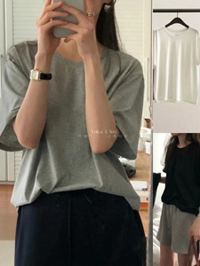 O 韩国东大门24夏 简约纯色气质 圆领百搭宽松版 基础色短袖T恤