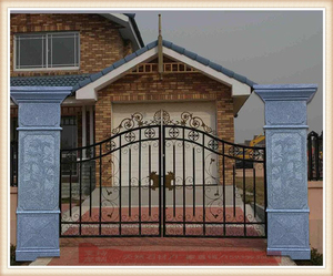 石雕大门花岗岩柱子别墅门柱石材装饰大理石方柱子围墙定制石雕