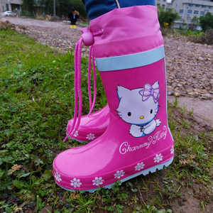 儿童雨鞋女童宝宝粉色kt猫水鞋学生防滑雨靴胶鞋小孩水靴春夏季