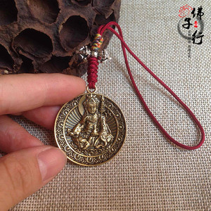 藏式 纯铜莲花生大士佛像护身符吊牌莲师佛牌铜牌36mm