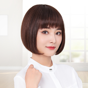 假发女波波头内扣造型中老年妈妈款真发全真人发圆脸自然短发假发