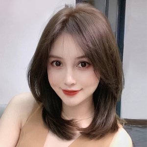假发女中长发八字自然全头套式真人发丝全真网红推荐中分锁骨短发