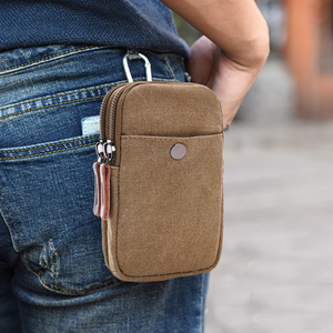男士手机腰包男干活工地穿皮带帆布男款轻便工作爸爸竖款装手机包