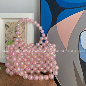 会发光的彩珠粉色可爱自制手工编织串珠包糖果珠手提包DIY材料包