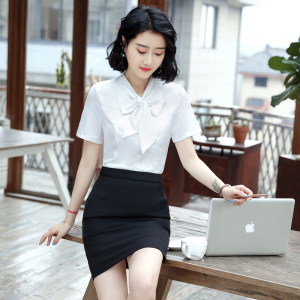 职业白短袖衬衣短裙套装