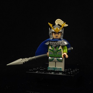 启蒙绝版积木人仔集集趣三国赵云赵子龙亮银龙胆枪带底板特价包邮