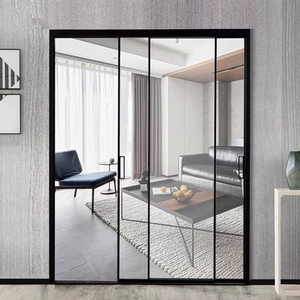 厨房推拉门阳台极窄边框折叠门钛镁铝合金卫生间三联动玻璃移门