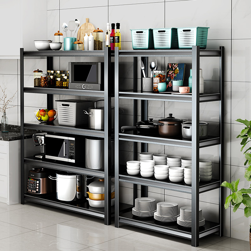 五层厨房置物架收纳落地多层烤箱储物整理物品金属电饭锅放置架子