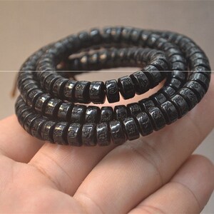 黑金印尼椰蒂手串108椰蒂雕刻六字真言脖挂大尺寸文玩佛珠手链男