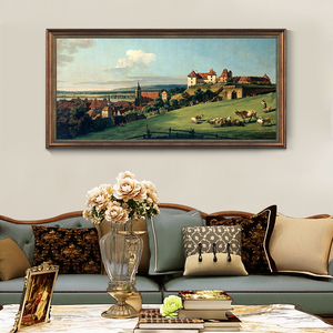 客厅沙发背景墙装饰画美式挂画世界名画风景油画欧式山水复古壁画