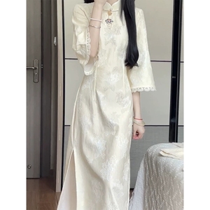 新中式旗袍女装汉服改良版民国风小洋装禅意素衣穿搭连衣裙子夏季